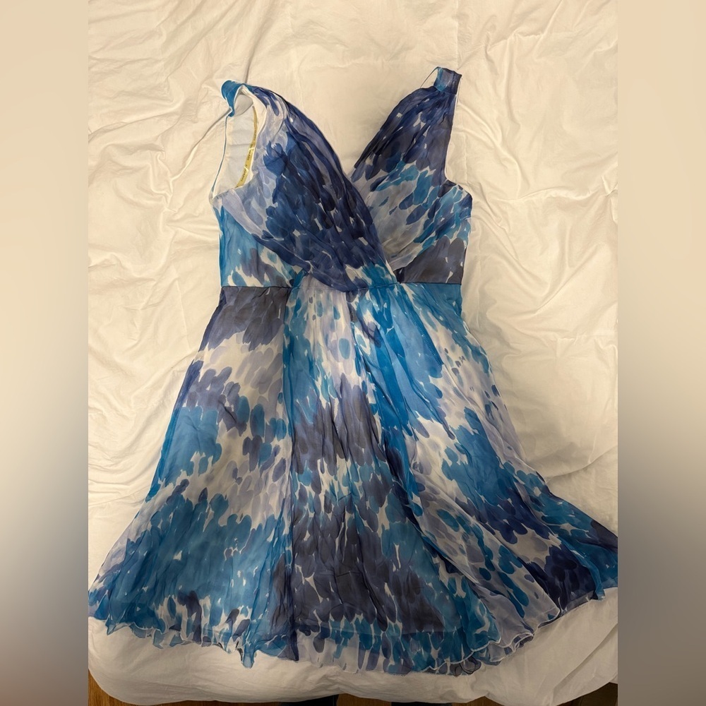 Lucy Paris Blue Asymmetrical V-Neck Sundress